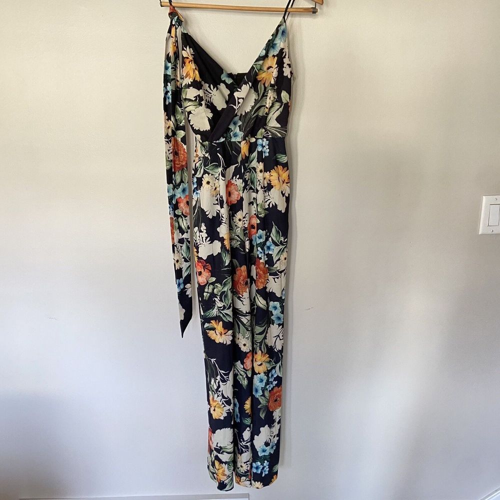 Yumi Kim Anthropologie Black Floral Belted Sleeveless Jumpsuit XS
